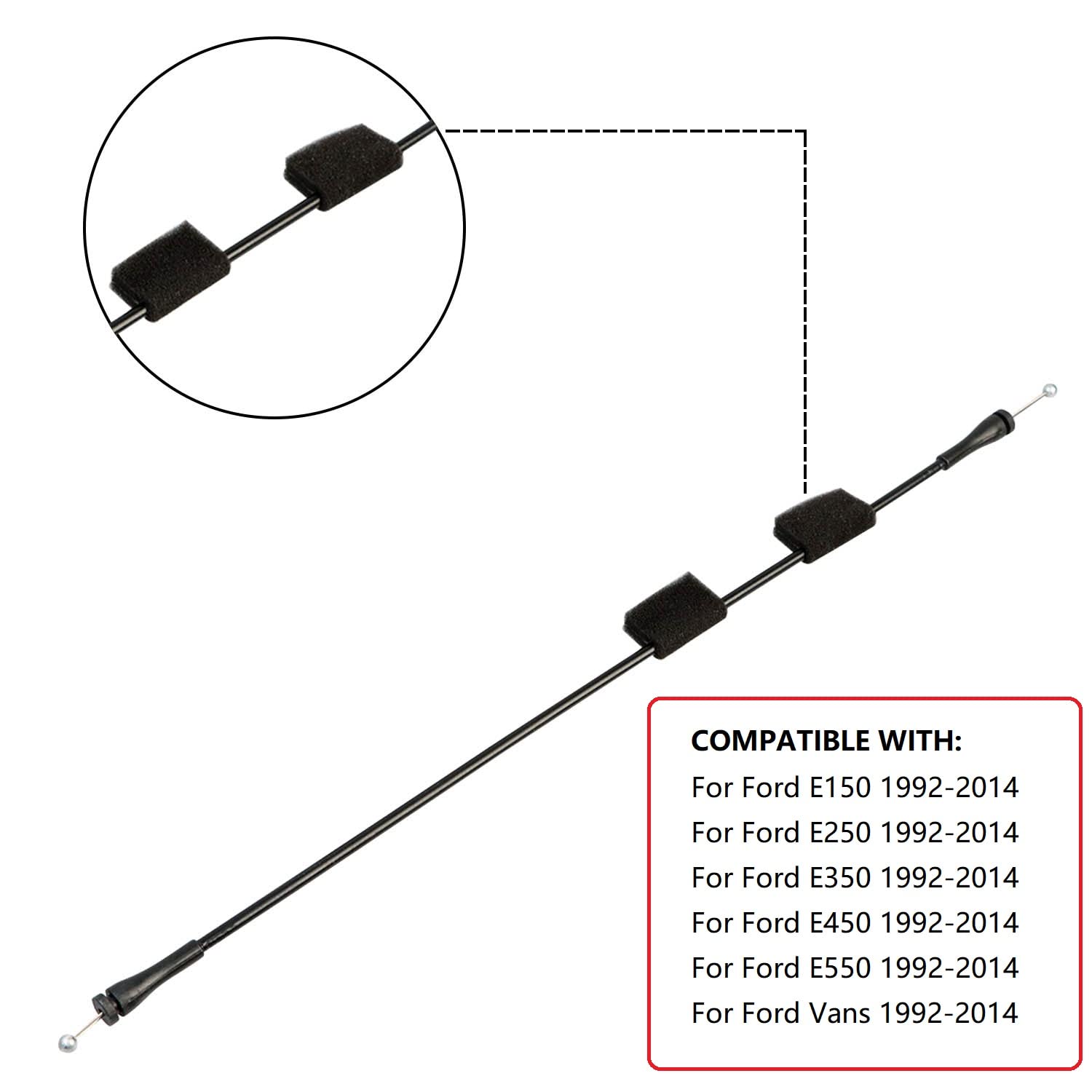 VKVXCLON Black Rear Right Door Latch Cable for Ford E150 E250 E350 E450 E550 Econoline Van 1992-2014, Replaces 8C2Z
